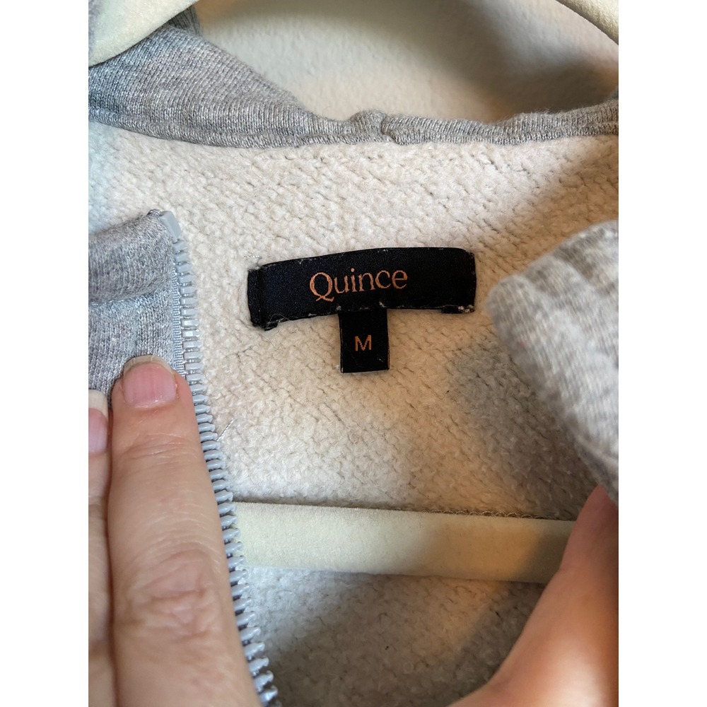 Quince Womens Organic Heavyweight Fleece Oversized Half Zip Hoodie Grey M - Picture 2 of 8